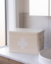 Load image into Gallery viewer, First aid container with a removable top shallow compartment, as well as several compartments within the container used to store all first aid items