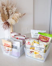 Load image into Gallery viewer, Square mesh basket with wooden handles for storing items such as potatoes, onions, fruit, cans, chips, snacks, kids toys, stationary and more