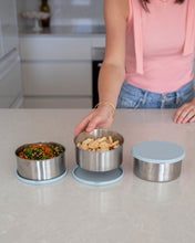 Load image into Gallery viewer, Stainless steel container with leakproof silicone lid for food storage. Perfect for storing leftovers, salads &amp; snacks