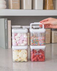 Pantry storage container with airtight lid for storing lollies, nuts and seeds