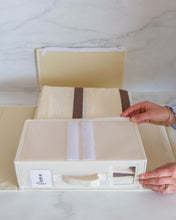 Load image into Gallery viewer, Bed sheet organiser box made from Oxford cloth. Used to differentiate between different sheet sizes
