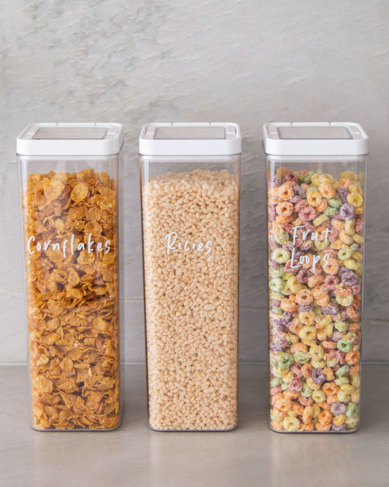 Cereal storage container with airtight lid for storing cereal, muesli and oats