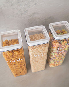 Cereal storage container with airtight lid for storing cereal, muesli and oats