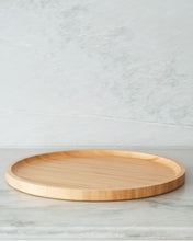 Load image into Gallery viewer, Bamboo round tray used to place items on for storage or display in all areas of your home
