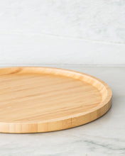 Load image into Gallery viewer, Bamboo round tray used to place items on for storage or display in all areas of your home