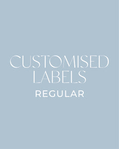 Customised vinyl labels in black or white, that peel back and stick onto an item
