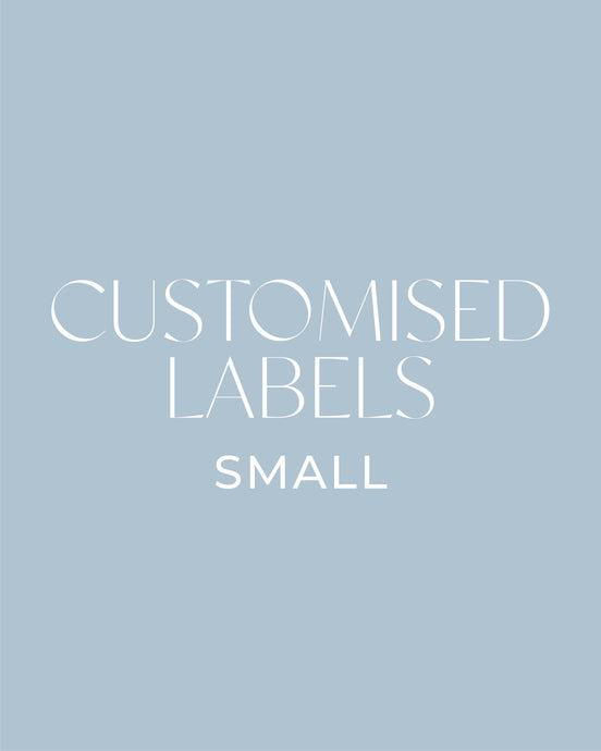 Customised vinyl labels in black or white, that peel back and stick onto an item